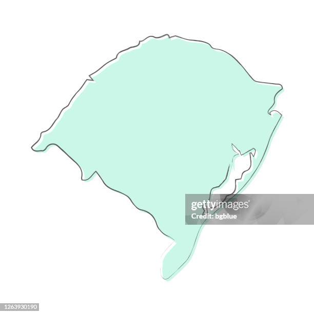 rio grande do sul map hand drawn on white background - trendy design - rio grande stock illustrations