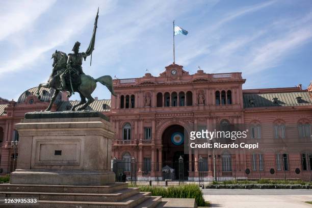 General view of Casa Rosada from the Plaza de Mayo on August 4, 2020 in Buenos Aires, Argentina. The Argentine government-managed an agreement with...