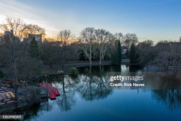 aerial view from german park at sunset - alemanha fotografías e imágenes de stock