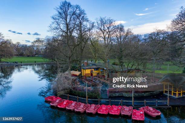 aerial view from german park at sunset - alemanha stock-fotos und bilder