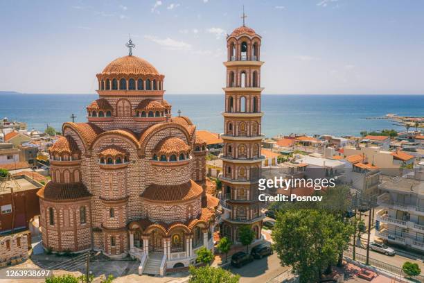 church of st. george in nea moudania - thessaloniki stock pictures, royalty-free photos & images