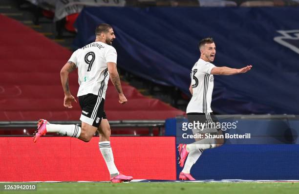 Joe Bryan of Fulham celebrates after scoring his sides second goal during the Sky Bet Championship Play Off Final match between Brentford and Fulham...