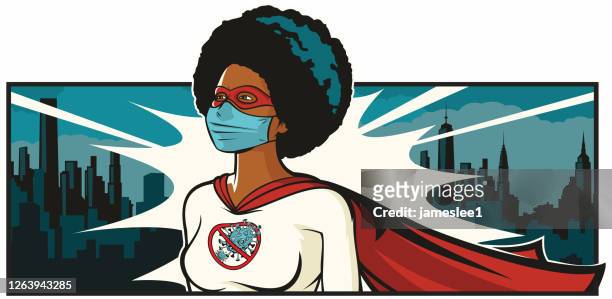 african coronavirus superhero - afro stock illustrations