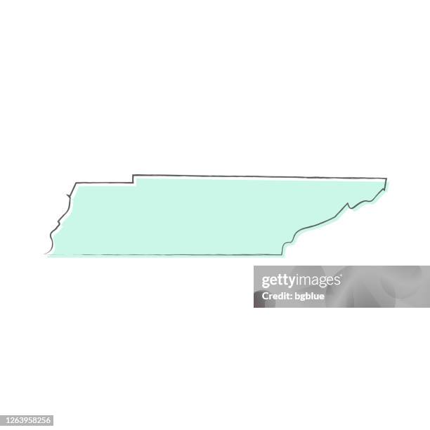 ilustrações, clipart, desenhos animados e ícones de tennessee mapa desenhado à mão em fundo branco - design moderno - nashville