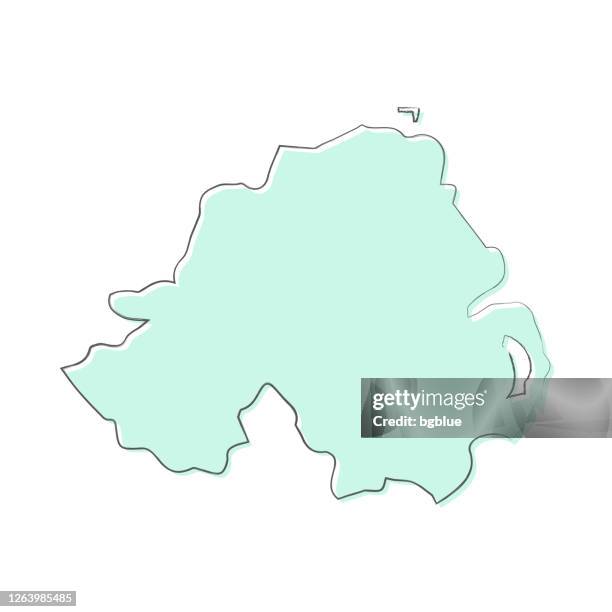 northern ireland map hand drawn on white background - trendy design - belfast stock illustrations