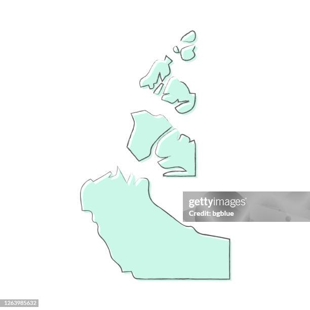 northwest territories map hand drawn on white background - trendy design - yellowknife stock illustrations