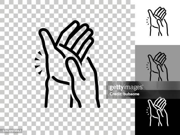 hands pain icon on checkerboard transparent background - physiotherapy stock illustrations