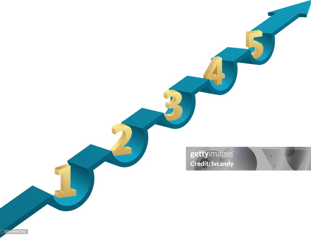 5 Step Progression Rrows Five Steps Arrows Graph High-Res Vector Graphic - Getty Images