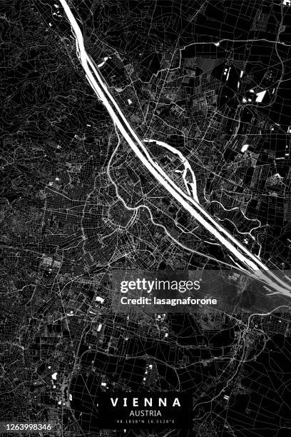 vienna, austria vector map - vienna state opera stock illustrations