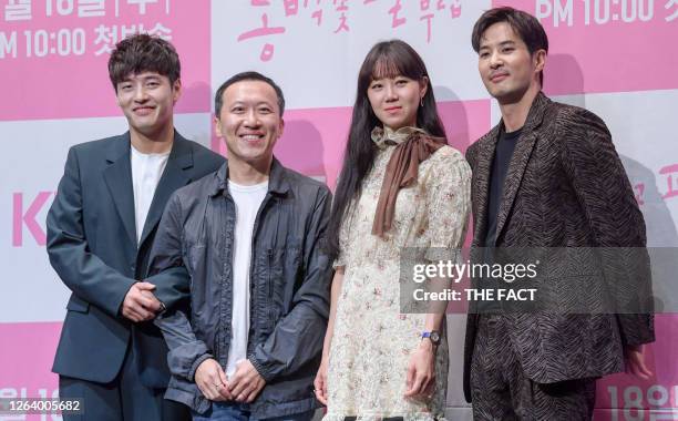 Actor Kang Ha-Neul, director Cha Young-Hoon, actress Kong Hyo-Jin, actor Kim Ji-Seok during 'When the Camellia Blooms' press conference at Ramada...