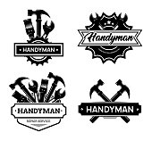 Different handyman logo flat icon set