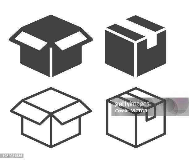 box - illustration icons - maschinenteil hergestellter gegenstand stock-grafiken, -clipart, -cartoons und -symbole