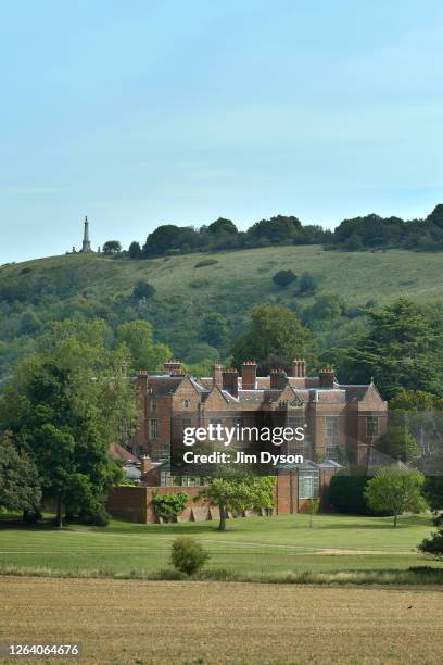 View of Chequers house, the official country residence of the British Prime Minister, with Coombe Hill in the background, on August 04, 2020 in...