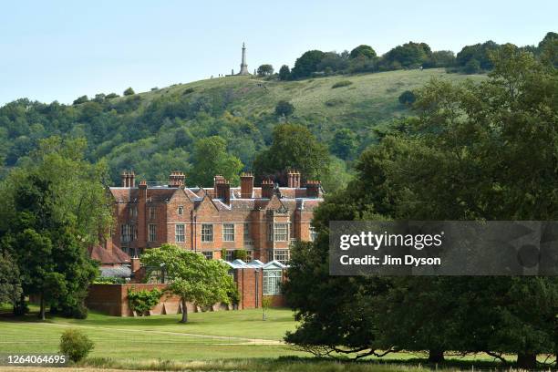View of Chequers house, the official country residence of the British Prime Minister, with Coombe Hill in the background, on August 04, 2020 in...
