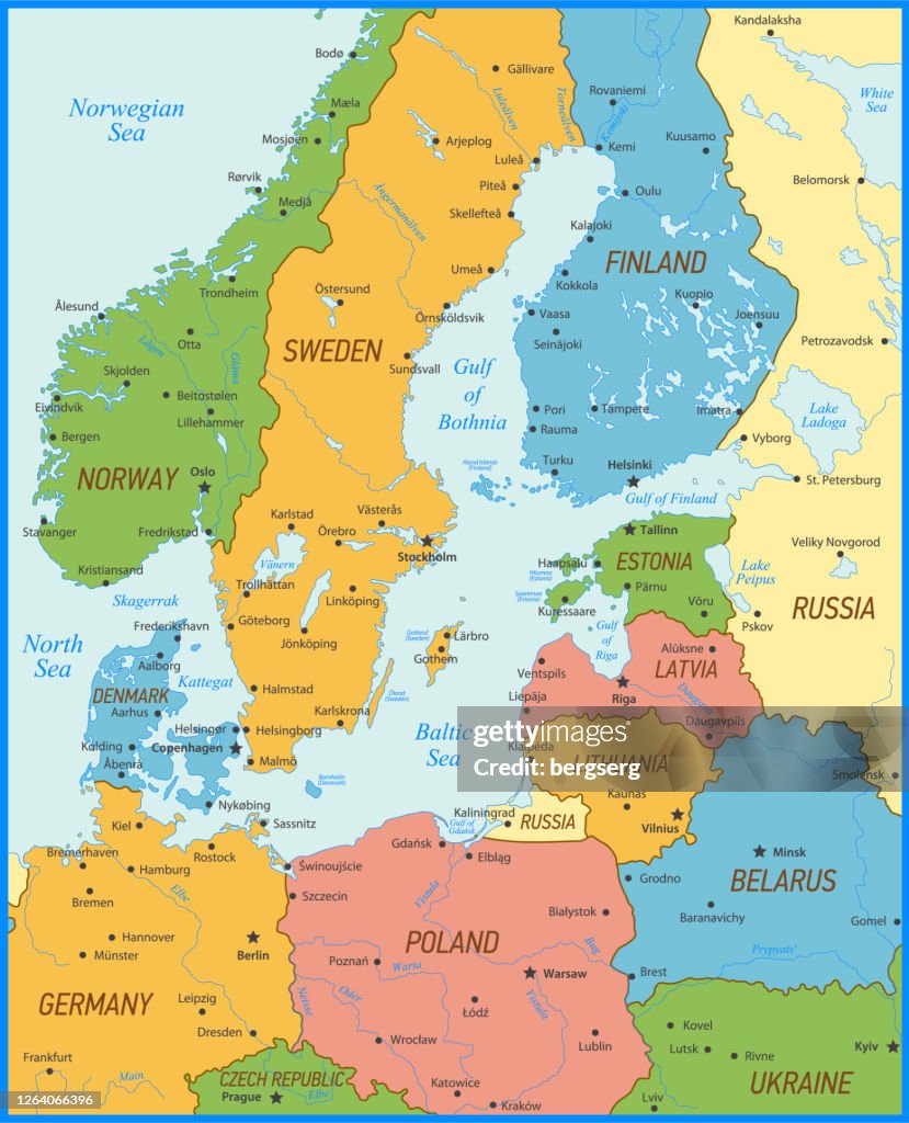 Baltic Map Rivers Detailed Baltic Sea Area Map With Capital Cities Rivers And National ...