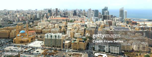 panoramic view on beirut, lebanon - beirut aerial stock pictures, royalty-free photos & images