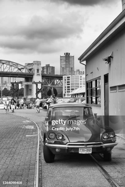 granville island in vancouver - citroën ds stock pictures, royalty-free photos & images