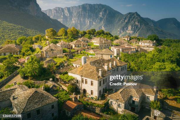 zagori (or zagorochoria or zagorohoria) - epirus greece stock pictures, royalty-free photos & images