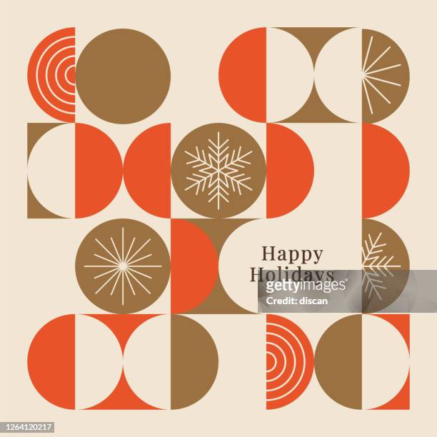 ilustrações de stock, clip art, desenhos animados e ícones de happy holidays card with modern geometric background. - christmas design