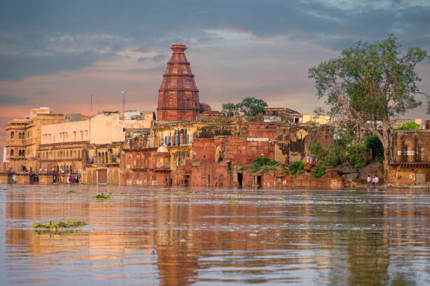 panoramic of vrindavan , uttar pradesh, india - vrindavan janmashtami stock pictures, royalty-free photos & images