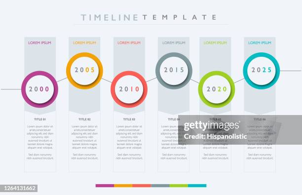 template of a timeline showing milestones through the years - timeline stock illustrations