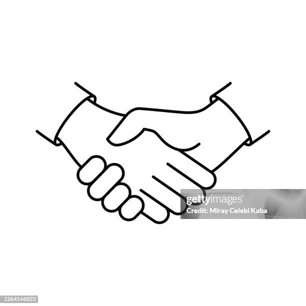 handshake line icon - pharma rep stock illustrations