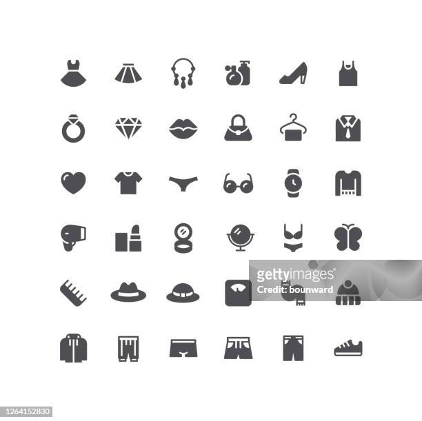 clothing & accessories fashion flat icons - handbag icon stock illustrations
