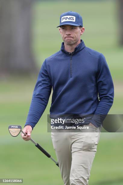 Marty Jertson of the United States looks on during a practice round prior to the 2020 PGA Championship at TPC Harding Park on August 05, 2020 in San...