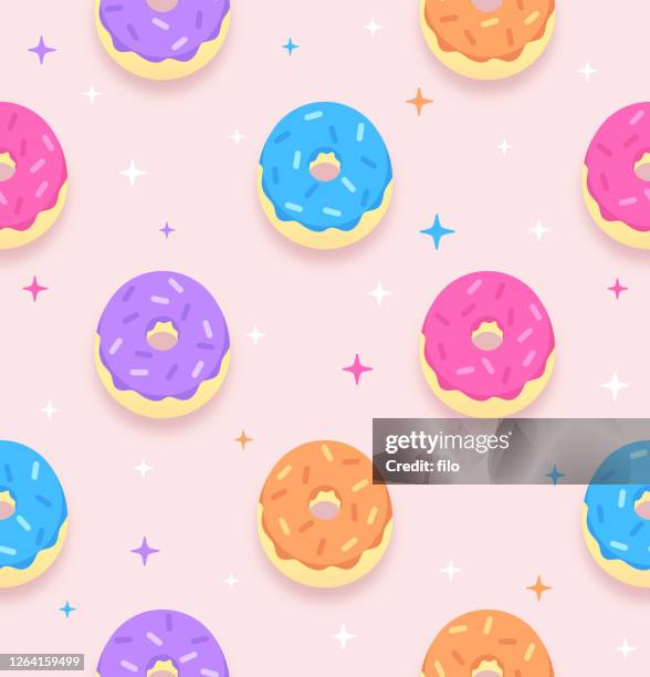 seamless donuts background - different flavours stock illustrations