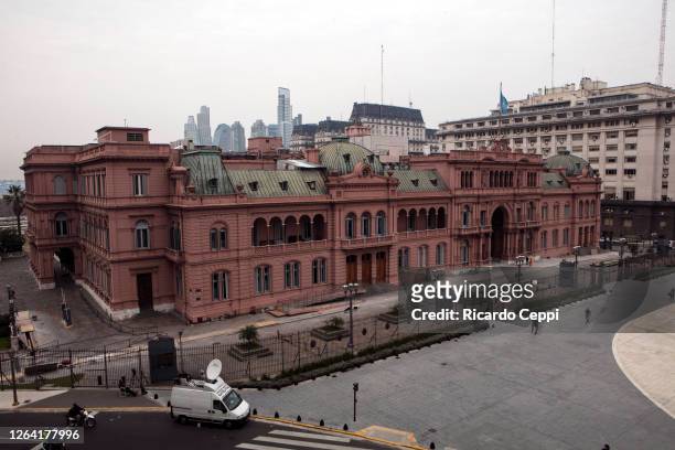 General view of Casa Rosada from the Plaza de Mayo on August 5, 2020 in Buenos Aires, Argentina. The Argentine government-managed an agreement with...