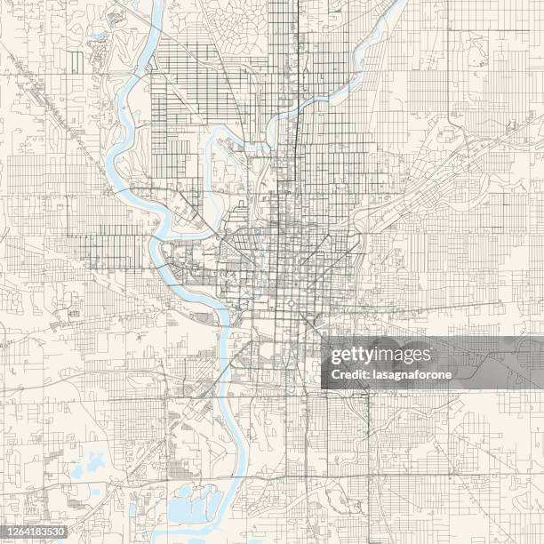 indianapolis, indiana vector map - indianapolis city stock illustrations
