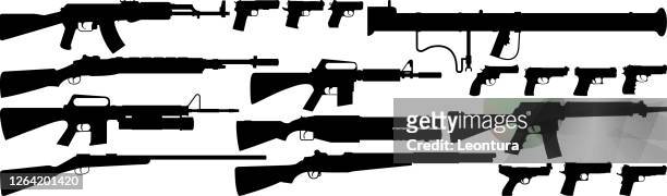 guns - machine gun stock illustrations