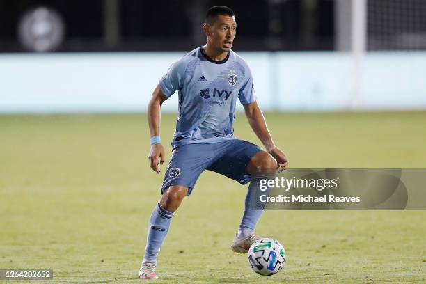 Roger Espinoza of Sporting Kansas City in action against the Colorado Rapids during a Group D match as part of the MLS Is Back Tournament at ESPN...