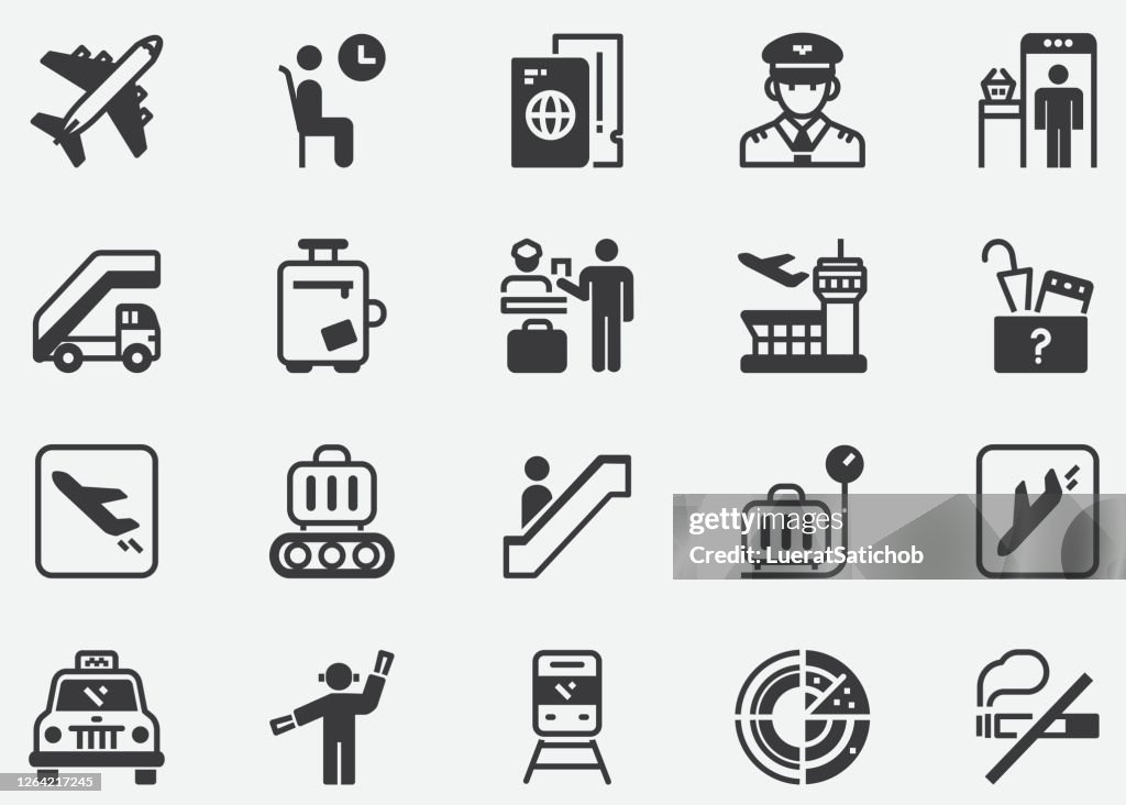 Airport and Transportation Pixel Perfect Icons