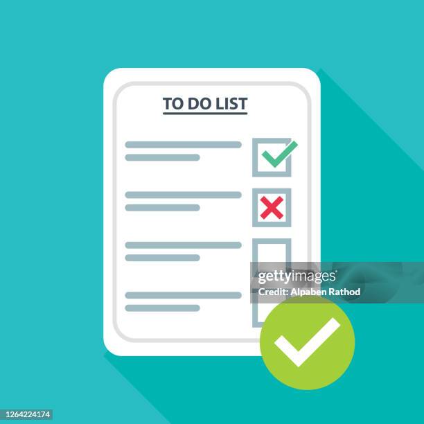 checklist with tick marks in a flat style, - checking boxes stock illustrations
