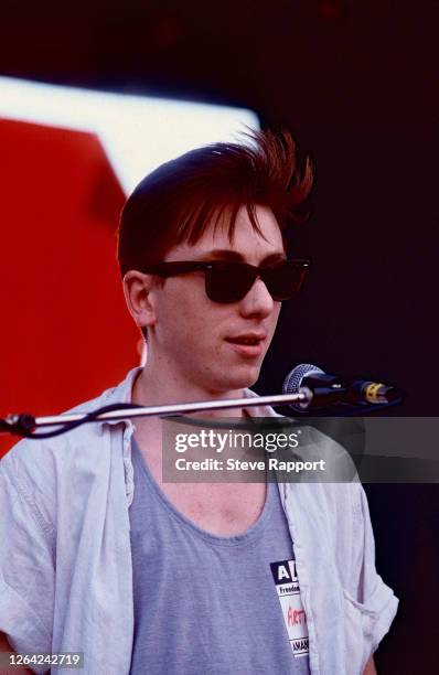 English actor Tim Roth during the Artists Against Apartheid Freedom Festival, Clapham Common, London, 6/28/1986.