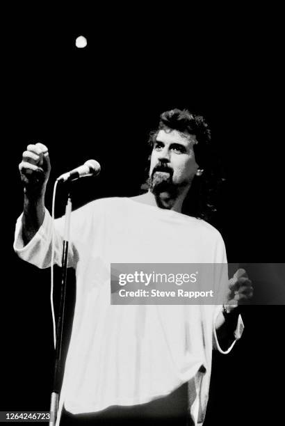 Scottish comedian Billy Connolly performs during Bear Aid/Comic Relief, Shaftesbury Theatre, London, 4/25/1986.