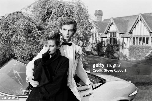 Scottish New Wave singer Clare Grogan, of the group Altered Images, and actor John Gordon Sinclair film the band's 'Bring Me Closer' music video,...