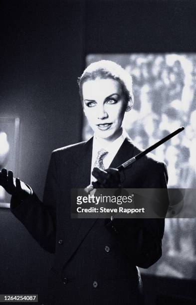 Scottish New Wave and Pop singer Annie Lennox, of the group Eurythmics, films the 'Sweet Dreams ' music video , 1/6/1983.