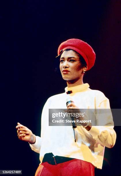 English Soul and Pop musician Dee C Lee, of the group the Style Council, London, 1986.