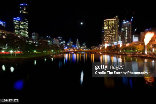 melbourne city at night - fireball stock pictures, royalty-free photos & images