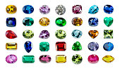 Set of Bright gems isolated on a white background