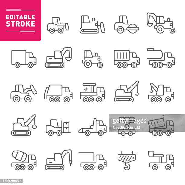 heavy equipment icons - construction vehicles stock illustrations