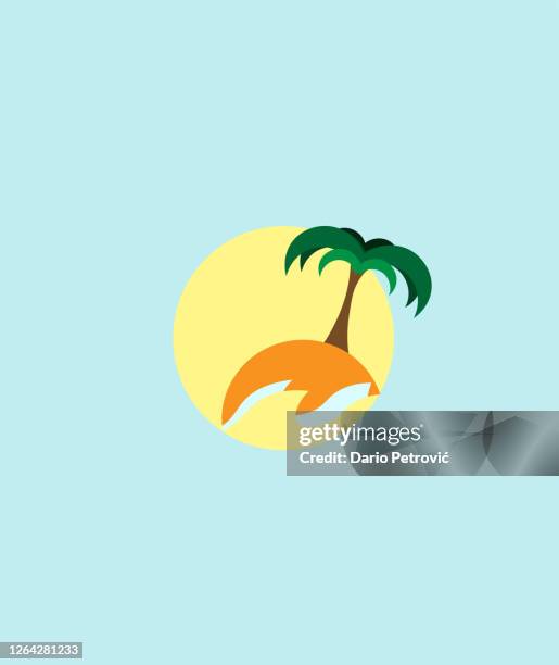 island illustration - palm tree graphic stock pictures, royalty-free photos & images