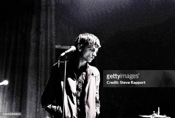 British Punk and Alternative musician Mark E Smith, of the group the Fall, The Venue, London, 12/7/1981.