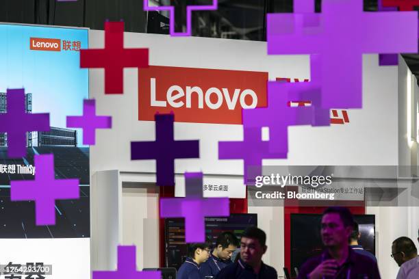 The Lenovo Group Ltd. Booth at the MWC Shanghai event in Shanghai, China, on Thursday, June 29, 2023. The Shanghai event is modeled after a bigger...