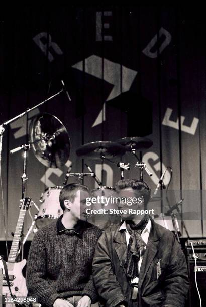 English musicians Billy Bragg and Gary Kemp, Red Wedge Tour, Manchester Apollo, Manchester, 1/25/1986. During the latter half of the 1980s, the Red...