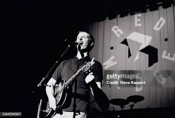 English Pop, Folk, and Alternative Rock musician Billy Bragg, Red Wedge Tour, Birmingham Odeon, Birmingham, 1/27/1986. During the latter half of the...