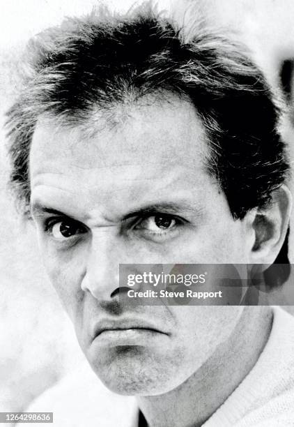 Portrait of British comedian and actor Rik Mayall in Covent Garden, London, mid 1980s.