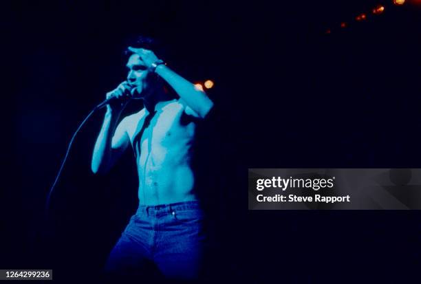 English singer Morrissey, of the group the Smiths, Red Wedge Tour, Newcastle City Hall, Newcastle, 1/31/1986. During the latter half of the 1980s,...